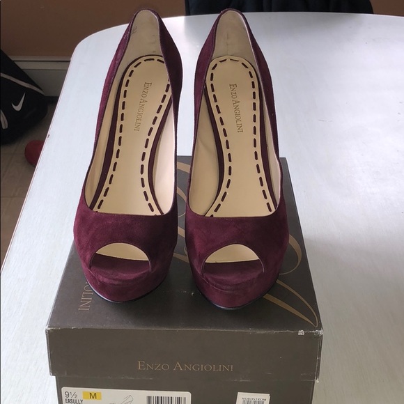 Enzo Angiolini Shoes - 🎨Enzo Angiolini Sully Dark Red Suede Peep Toe